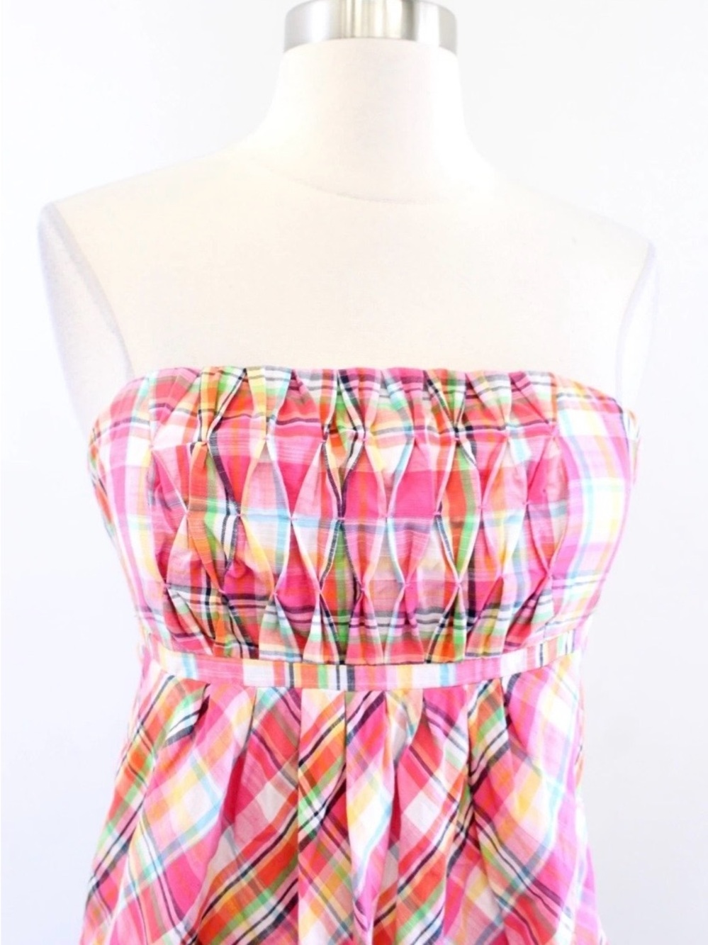 Lilly Pulitzer Vintage Strapless Pink Colorful Multi Color Plaid Dress! Size 6! - Picture 2 of 7